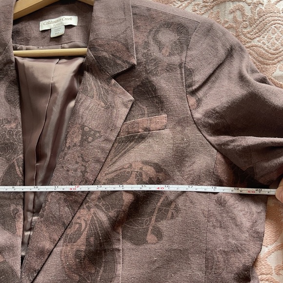 Dusty Plum Linen Blend Abstract Print Boyfriend Blazer EUC - Picture 8 of 16